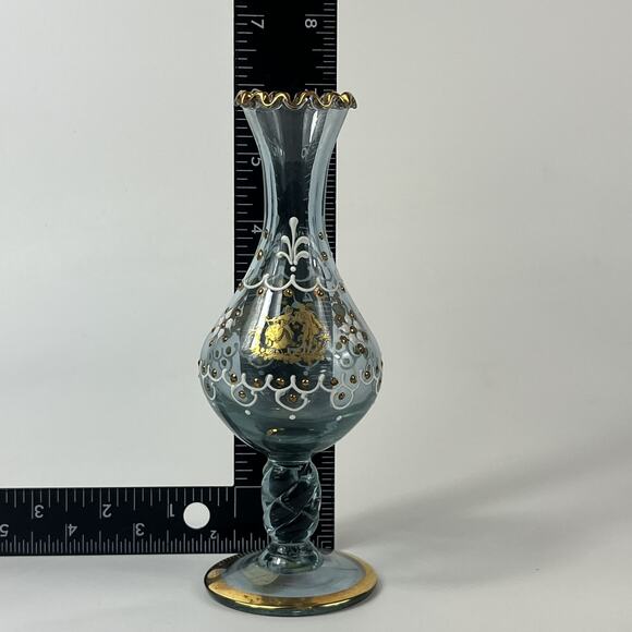 Venetian Murano Signed Bud Vase 24kt Gold 7" Hand Painted Mouthblown Fine Art - Picture 15 of 16